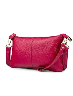 Genuine Leather Clutch Wallet for Women Wristlet Envelop Small Crossbody Purse Card Shoulder Bag