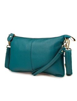 Genuine Leather Clutch Wallet for Women Wristlet Envelop Small Crossbody Purse Card Shoulder Bag