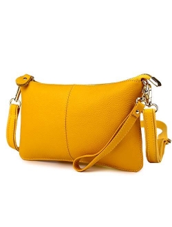 Genuine Leather Clutch Wallet for Women Wristlet Envelop Small Crossbody Purse Card Shoulder Bag