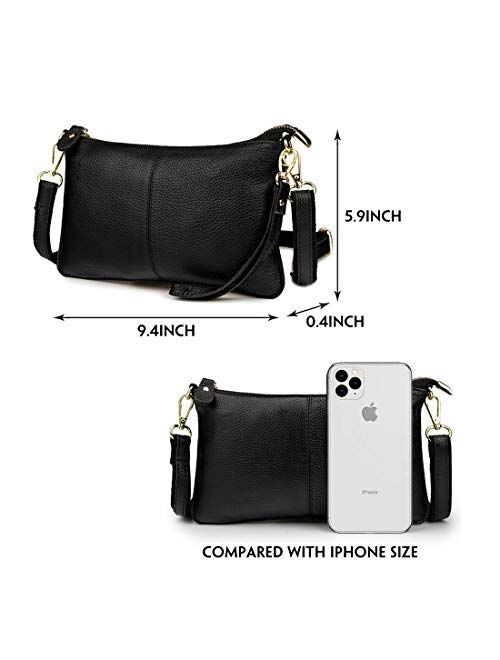 Artwell Genuine Leather Clutch Wallet for Women Wristlet Envelop Small Crossbody Purse Card Shoulder Bag