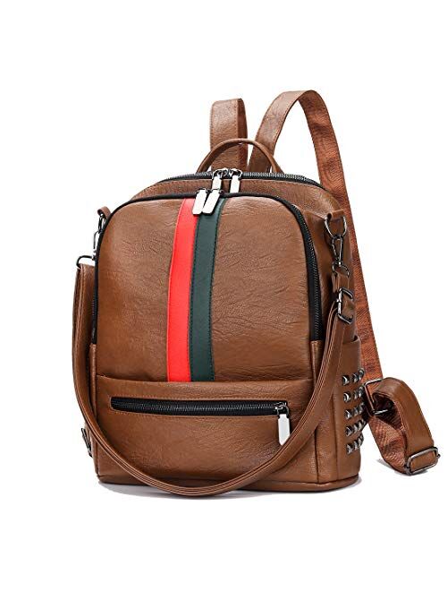 Artwell Backpack Purse For Women PU Leather Rucksack Fashion Small Daypack Travel Shoulder Bag Tote Handbag