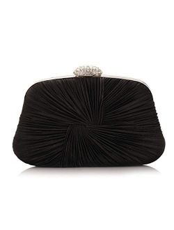 Pleated Satin Evening Bag Clutch Purses for Women Crossbody bag Party Bag