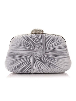 Pleated Satin Evening Bag Clutch Purses for Women Crossbody bag Party Bag