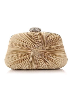 Pleated Satin Evening Bag Clutch Purses for Women Crossbody bag Party Bag