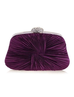 Pleated Satin Evening Bag Clutch Purses for Women Crossbody bag Party Bag