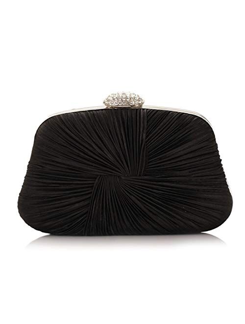 Artwell Pleated Satin Evening Bag Clutch Purses for Women Crossbody bag Party Bag