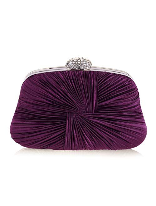 Artwell Pleated Satin Evening Bag Clutch Purses for Women Crossbody bag Party Bag