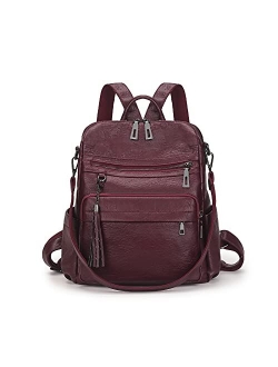 Backpack Purse for Women Fashion PU Leather Designer Travel Large Ladies Shoulder Bags Tote Tassel Rucksack