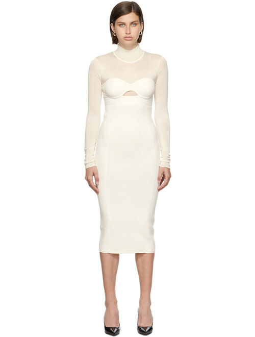 Herve Leger White Long Sleeve Corset Dress