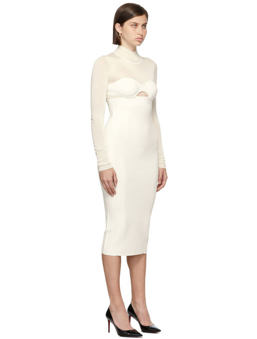 Herve Leger White Long Sleeve Corset Dress