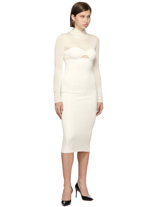 Herve Leger White Long Sleeve Corset Dress