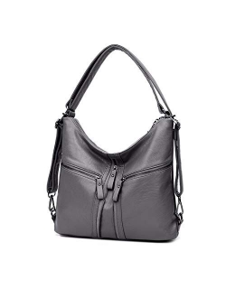 Women Handbag Shoulder Tote Zipper Purse PU Leather Top-handle Satchel Bags Convertible Ladies Backpack