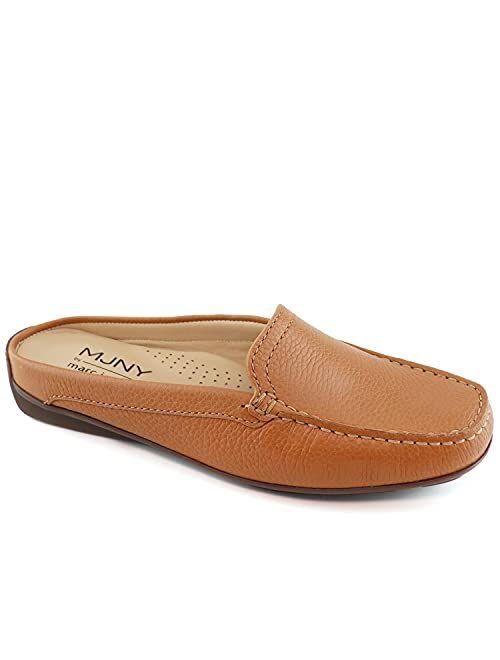 MARC JOSEPH NEW YORK Womens Casual Genuine Leather Flat Mules Sandals Closed Toe Backless Comfortable Lightweight Fashion Loafer with Venetian Detail Slip-on Slides