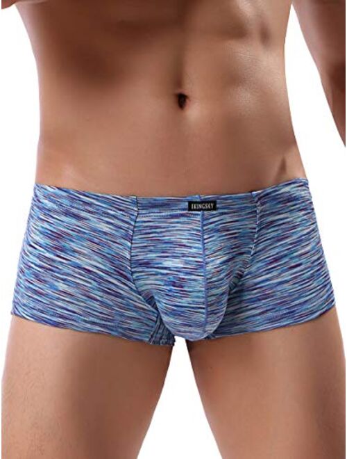 IKINGSKY Men's Stretch Boxer Briefs Underwear Sexy Low Rise Men Pouch Shorts