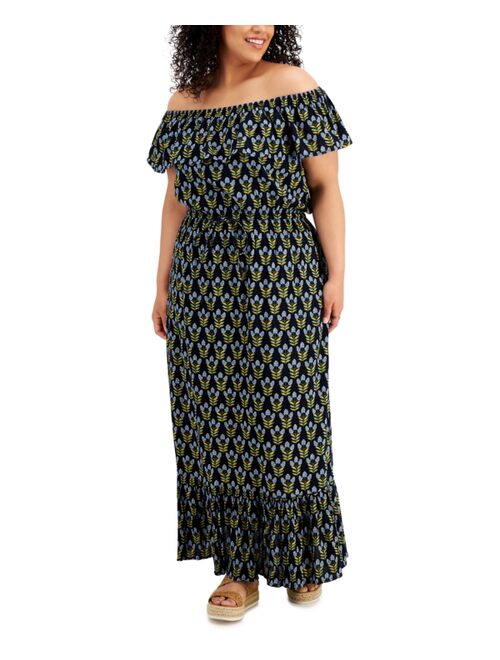 Style & Co Plus Size On/Off-Shoulder Maxi Dress, Created for Macy's