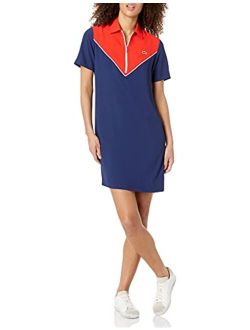 Women's Short Sleeve Colorblock Zip Placket Dress