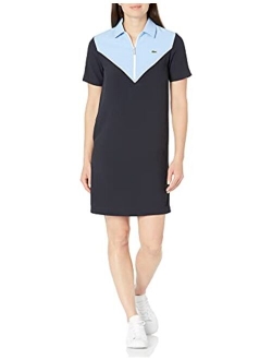 Women's Short Sleeve Colorblock Zip Placket Dress