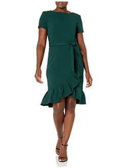 Women's Ruffle Hem Belted Dress