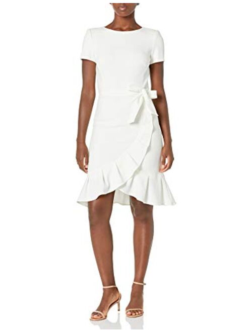 Calvin Klein Women's Ruffle Hem Belted Dress