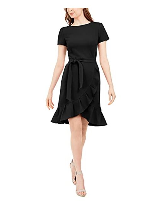 Calvin Klein Women's Ruffle Hem Belted Dress