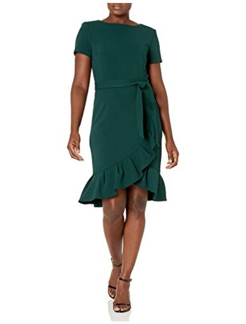 Calvin Klein Women's Ruffle Hem Belted Dress