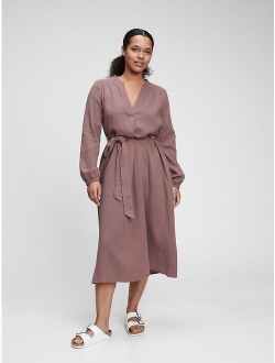 Gauze Tie-Waist Midi Dress