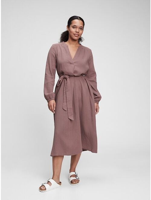 GAP Gauze Tie-Waist Midi Dress