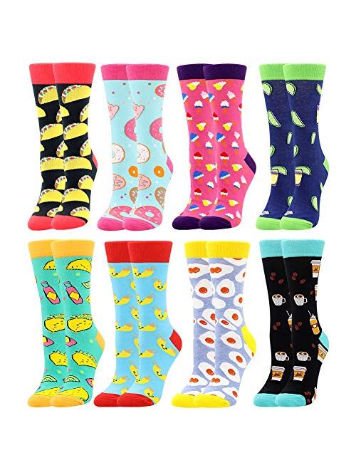 Bonangel Women's Girls Novelty Funny Crew Socks,Crazy Cute Animal Food Design Socks Cotton,Girl's Gift