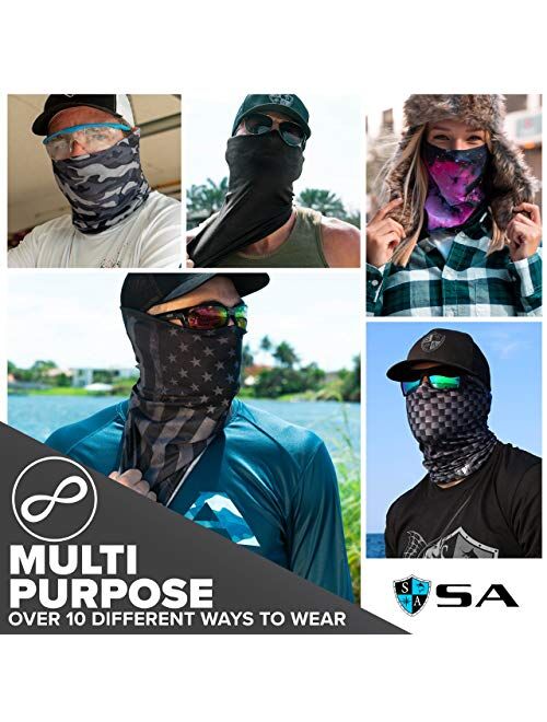 S A Store S A - UV Face Shields 5 Pack - Multipurpose Neck Gaiter, Balaclava, Elastic Face Mask for Men and Women