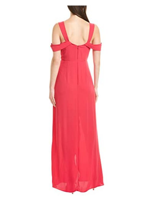 HALSTON Women's Cold Shoulder Front Flowy Gown