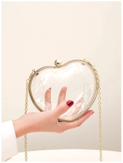 Women Heart-shaped Clutch Purse Transparent Acrylic Evening Bags Handbag For Bride Wedding Party Prom