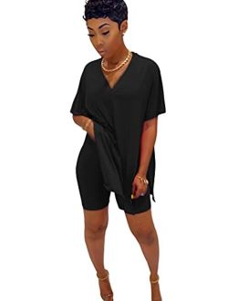 Plus Size Tops for Women 2 Piece Summer Outfits Shorts Sets Lounge Sets Tracksuits