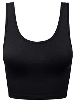 Women's Crop Tank Top Cotton Scoop Neck Racerback Sleeveless Slim Fit Tops