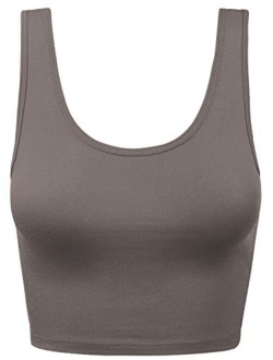 Women's Crop Tank Top Cotton Scoop Neck Racerback Sleeveless Slim Fit Tops