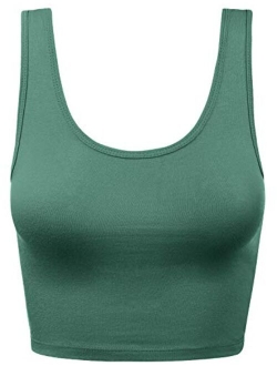 Women's Crop Tank Top Cotton Scoop Neck Racerback Sleeveless Slim Fit Tops