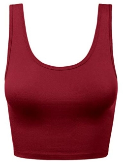 Women's Crop Tank Top Cotton Scoop Neck Racerback Sleeveless Slim Fit Tops