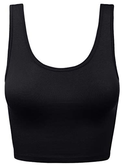 HATOPANTS Women's Crop Tank Top Cotton Scoop Neck Racerback Sleeveless Slim Fit Tops