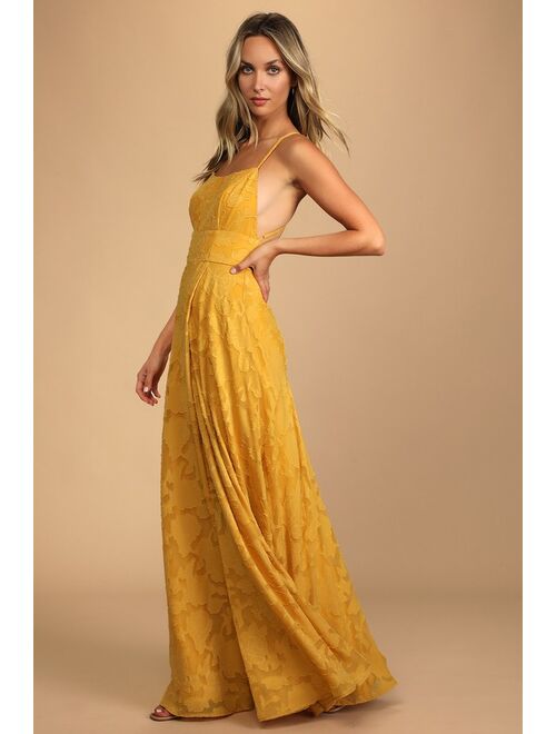 Lulus Let There Be Romance Marigold Burnout Floral Maxi Dress