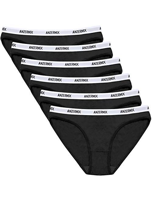 Anzermix Women's Breathable Comfort Cotton Bikini Panties Pack of 6