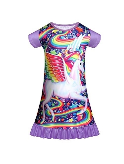 Sylfairy Girls Nightgowns, Unicorn Nightgown Princess Pajama Dresses for Girls Sleepwear Nightie