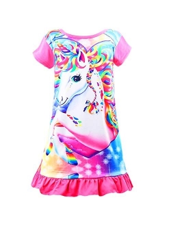 Sylfairy Girls Nightgowns, Unicorn Nightgown Princess Pajama Dresses for Girls Sleepwear Nightie