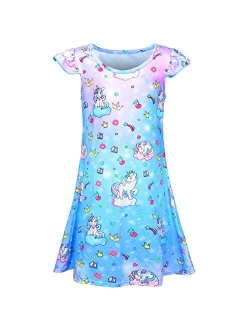 Sylfairy Girls Nightgowns, Unicorn Nightgown Princess Pajama Dresses for Girls Sleepwear Nightie