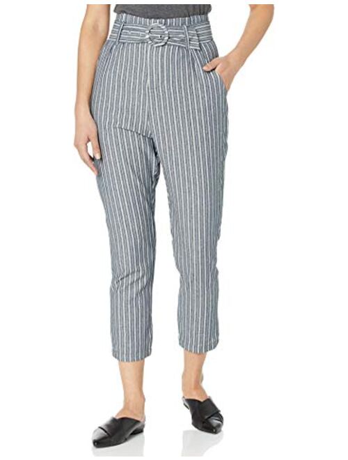 BB DAKOTA Women's Get in Line Cotton Stripe High Waist Crop Pant