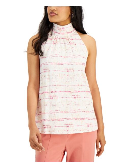 Alfani Printed Mock Neck Halter Top, Created for Macy's