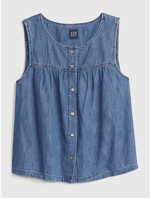 GAP 100% Organic Cotton Sleeveless Button-Front Top