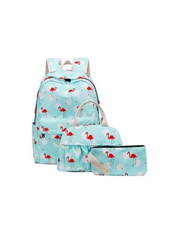 atinfor Bag Set Waterproof Bird Printing Women Backpack Schoolbag for Teenagers Girls Lunch Box Student Dot Casual Bookbag