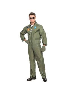 Mens Flight Pilot Adult Costume with Accessory for Halloween Party