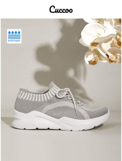 Cuccoo Striped Pattern Lace Up Front Running Shoes