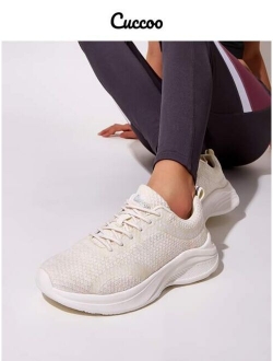 Cuccoo Knit Panel Lace Up Front Running Shoes