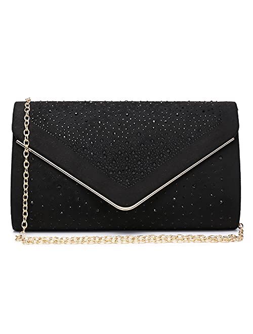 Dasein Envelope Evening Bag Clutch Purses Rhinestone Party Wedding Purse for Women